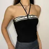 Damen Tanks 2022 Y2K Fee Ästhetische Neckholder Crop Tops Vintage Bandage Rückenfreie Korsetts Frauen Schulterfrei Trägerlose Camis Harajuku Mini