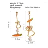 Dos boucles d'oreilles Style japonais évider carotte perle pince asymétrique drôle dessin animé Animal sur pour femmes filles