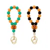 Key Rings Silicone Beads Pumpkin Glue Bracelet Chain Halloween Knit Fluorescent Beaded Gold Alloy Ring Minimalist Jewelry Gift 220901