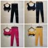 Women Yoga Outfit Letters Webbing Velour Yoga Sets Sleeveless Backless Cropped Tanks Jogging Tracksuit