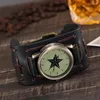 Wristwatches Drop Punk Style Men Antique Star Dial Wrist Watches Vintage Genuine Leather Quartz Watch Relogio Masculino