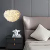 Lampes suspendues Lumières de plumes modernes pour la chambre de princesse des enfants Chambre de chevet Suspendus Éclairage de lustre vivant