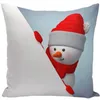 Kudde 2022 Happy Year 3D Snowman gifta sig med julskydd 45x45 cm polyesterbilsfall dekorativ för hemmet