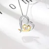 Ketten Doppelherz Silber Gold Ton Stil Charm Halskette Strass Accessoire Großhandel Kettenschmuck für Mutter Frau