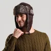 Trapper Hats Bomber Hat With Ear Flap Mens Winter Faux Leather Pur Russian Earfap Cap Fleece Beanie Male 220901