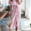 Retail Women Shirt Dresses Designer Pendling Plus Size S-3XL Office Lady Short Sleeve Long Maxi Dress Fashion Forge Face Women 2234a