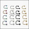 Labret Lip Piercing Jewelry 100pcs 수술 강철 립 랩레트 반지 바 바디 보석 피어싱 16G 3 색 VBTEU 8DSMH 304C3 드롭 DH638