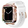 Paslanmaz Çelik Elmas Watch Band Kılıf Apple Watch Darbeye Dayanıklı TPU Kapak iWatch Series 4 5 6 7 8 SE için Uyumlu Kadınlar Watch Band Koruyucu Kapak 40mm 41mm