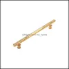 Handles Pulls Single Hole 96 128 160 192Mm Fashion Luxury Creative K Gold Wardrobe Kitchen Cabinet Door Handle Bright Solid Cupboard Dhjsd