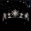 Wedding Hair Jewelry Vintage European 6Point Star Crown Tiaras Gold Color Diadem Princess Women Headband Bridal Accessories 220831