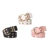 Ceintures Double œillet Punk ceinture Rock oeillet avec 2 trous gothique broche boucle mode PU cuir creux pour pantalons Jeans femmes hommes