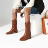 Boots mode präglade mikrofiber läder kvinnor mid-calf tå western cowboy boot high klackar motorcykel chaussures femme storlek 39 220901