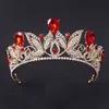 Gioielli per capelli da sposa Tiara nuziale vintage verde rosso Moda Diadema dorato per abito da donna Accessori corona principessa 220831