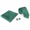 Cravates d'arc Gusleson Marque Soie Solide Cravate Set 6cm Rose Vert Cravate Poche Carré Mouchoir Boutons De Manchette Costume Pour Mariage