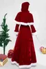 Сцена Wear Deluxe Classic Mrs. Claus Christmas Come Рождественская вечеринка Санта -Клаус Косплей Женщины Красное платье T220906