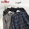 Мужские повседневные рубашки Ruihuo Плед для одежды Черной с длинным рукавом M 5xl Прибытие 220901
