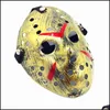 Máscaras de festa Jason Mask Hockey Cosplay Assassino de Halloween Terror Assustador Decoração de festa Festival Máscara de máscaras de Natal V F Homeindustry Dhkut