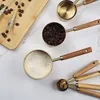 Messwerkzeuge 48 Stück goldene Tassen und Löffel aus Holz, Edelstahl, für Lebensmittel, Kaffee, Mehl, Schaufel, Küchenwaage, Backen, Kochen, Gadget-Sets 220830