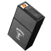 전기 라이터 일반 ​​크기 USB 충전식 조명 방 방지 USB 충전기 라이터 박스 242c가있는 Honet 알루미늄 담배 케이스 상자