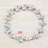 Link Bracelets Awesome Colorful Colorful Multi-Color Gems Silver Color Bracelet Health Fashion Jewelry for Women Free Box Sl58