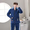 Vêtements de nuit pour hommes hiver cardigan pyjamas hommes épais matelassé pyjama ensembles décontracté maison vêtements corail polaire vêtements pour hommes Pijamas Hombre