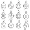 Urok 11 mm stal nierdzewna 12 Znak Zodiaku Charms DIY Constelacja dla kobiet biżuteria tworząca mini 10pcs /partia dostawa 2021 FINDI DHL0I
