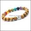 Perles Strands Arbre de vie 7 Chakras Perles en bois Strand Huile essentielle Diffuseur Bracelet Bouddha Energy Yoga Femmes Hommes Bijoux Drop Dhnyj