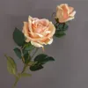 Jeden sztuczny kwiat długi łodyga jesienna Rosa 2 głowy na sztukę symulacja róży róży na wesele domowe dekoracyjne kwiaty sztuczne