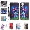 Läderplånbok för Samsung A53 A73 A33 5G A23 A13 A32 A22 S22 Ultra Plus S21 S20 Print Flower Butterfly Heart Love Cat Tiger Card Slot Holder Flip Cover PU POUCH