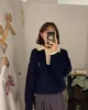 Maglione da donna 2021 inverno nuovo pullover con risvolto maglione lavorato a maglia larga in alpaca spessa