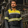 Polos pour hommes Taille S-4XL Chemises de travail en plein air d'été avec rayures réfléchissantes haute visibilité Chemise à manches longues Protection solaire Vêtements de travail bicolores