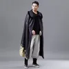 Men's Trench Coats Ethnic Winter Men Outerwear Cloak Hooded Cape Retro Pattern Costume Black Windbreakers