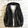 남성용 재킷 7002 블랙 슬리버 Shinny Bomber Korean 스타일 힙합 슬림 및 코트 스트리트웨어 후드 코트 220902
