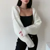 Malhas femininas Cardigan Casaco de xale externo curto outono Sweater solto colete pequeno top curto