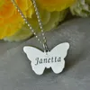 Collane con ciondolo Collana con farfalla incisa Argento sterling Nome per ragazze Catena per battesimo personalizzata Goditi la libertà per bambini