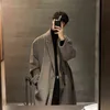 Herenpakken blazers winter dik wollen stof jassen Koreaanse stijl streetwear man man Losse vaste kleur warme trench jas hoogwaardige windscherm L220902