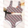 Kontrollera Vest Ladies Swimsuit Set Letter Logo Badkläder för kvinnor med hög midja