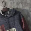 Coletes masculinos moda emendada cor malha hoodies suéteres masculino solto pulôver quente manga longa outono inverno 220902