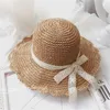 여자 선 캡 레이스 리본 장식 아동을위한 밀짚 모자 장식 파나마 여름 아기 모자 캡 20220902 E3