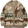 Męskie swetry vintage sweter duży sweter japoński harajuku kreskówkowy sweter pullover hip hop streetwear luźne topy dzianiny 220901