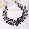 Headpieces Bridal Black Rhinestones Hair Vine Headband Wedding Beads Jewelry Prom Party Halloween Accessories For Women