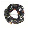 Hair Rubber Bands 15 Designs Halloween Pumpkin Hair Scrunchies Bk Spider Bat Printed Tie Bracelet Elastic Band Girls Ponytai Yydhhome Dh1Dm