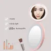 Miroirs Compacts Mini Miroir De Maquillage Led Pliable Avec Poche De Support Portable Petite Main Femmes Cosmétique Voyage Espejos Con Luz Maquillaje