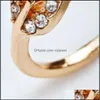 Anelli di nozze Sier Anello d'amore in oro con foglia di diamante Moda regolabile Cuore amoroso per uomo Donna Consegna di goccia del partito 2021 J Vipjewel Dhj96