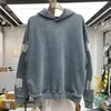 Vintage Washed Sweatshirts Hoodie Men Women High Quality Ripped Printed Fleece Pullover Real Pics