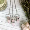 Pendant Necklaces NM39946 Rose Quartz Silver Crystal Necklace Pink For Woman Healing Jewelry Birthstone