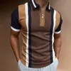 Polos masculinos de verão masculino de manga curta camisa pólo de impressão listrada camisetas de lapela para homens de alta qualidade tops retro casuais 220902