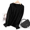 Women's Sweaters 2022 Spring Women 100%Pure Cotton Thread Long-Sleeved T-Shirt Linen Sweater V-Neck Bottoming Knit Top Thin Large Size