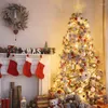 Decorazioni natalizie 4/6/8in Oro Rosso Glitterato Stella a 5 punte Cima d'albero Materiale metallico Cavo per albero Topper Ornamento