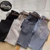 Jeans femininos Zhisilao Mulheres heterossexuais com cinto vintage b￡sico azul anklelen comprimento cal￧a jeans namorado cinza coreano 220902